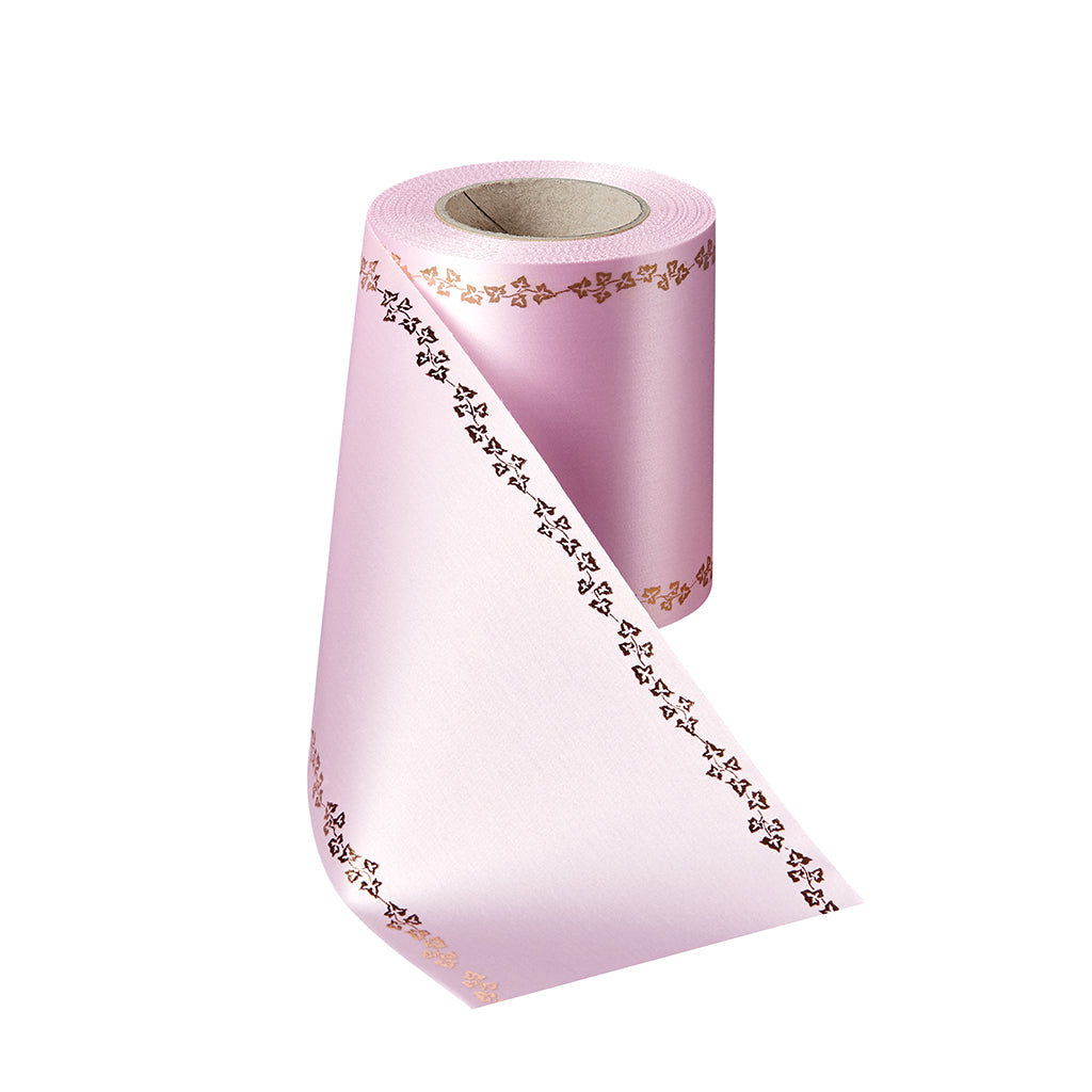 Supersatin, pink, ivy gold - width 100 mm