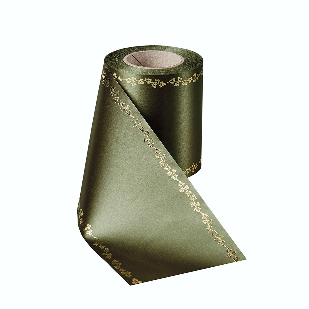 Supersatin, moosgrün, Efeu gold - Breite 100 mm