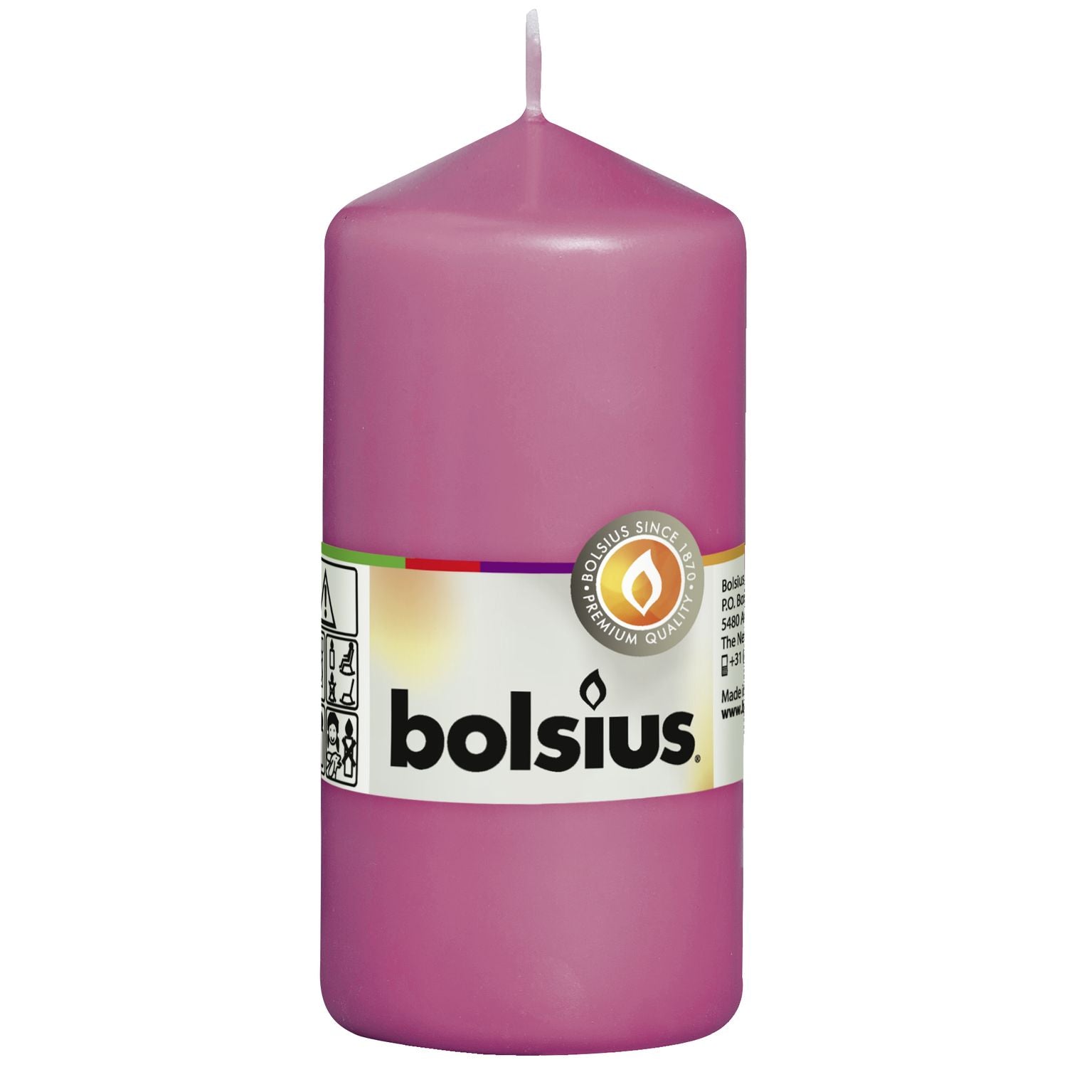 Stumpenkerze - Höhe 12 cm - Durchmesser 5,8 cm - Fuchsia