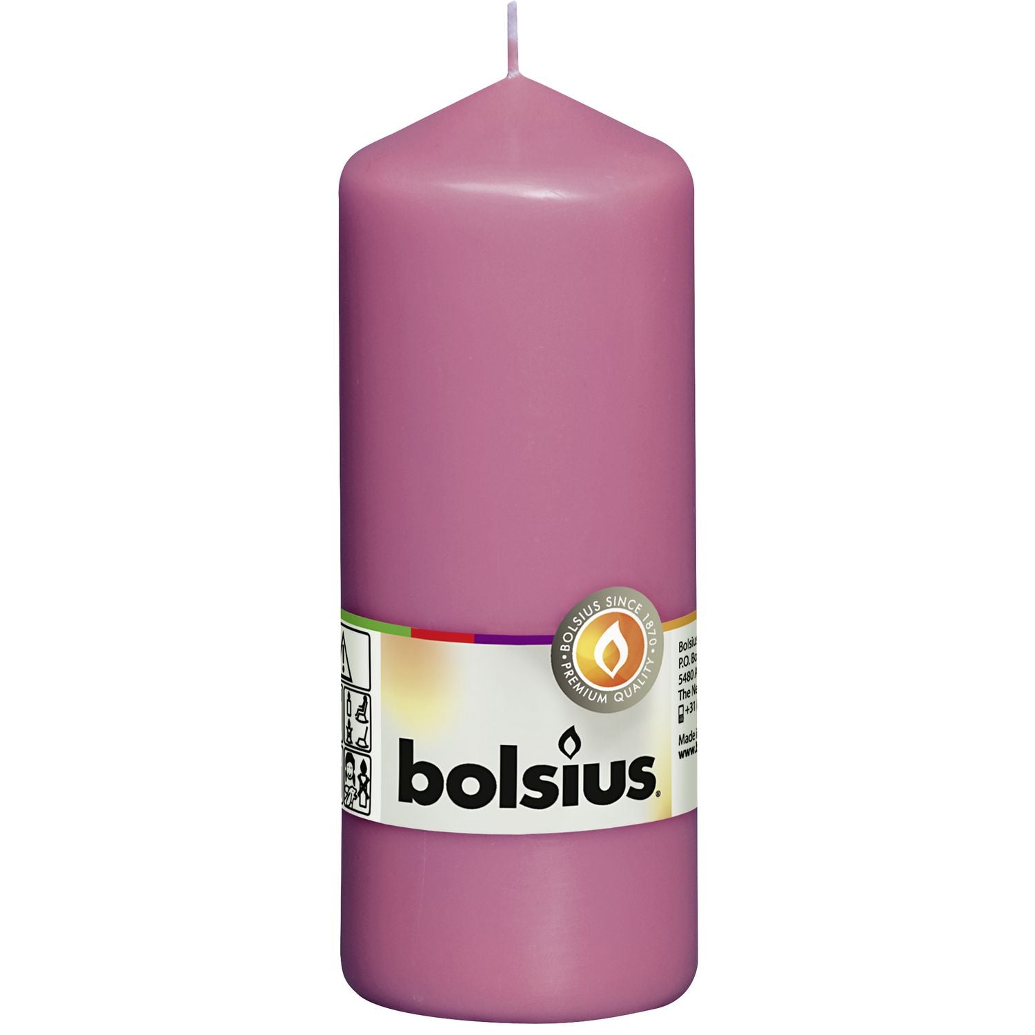 Stumpenkerze - Höhe 15 cm - Durchmesser 5,8 cm - Fuchsia