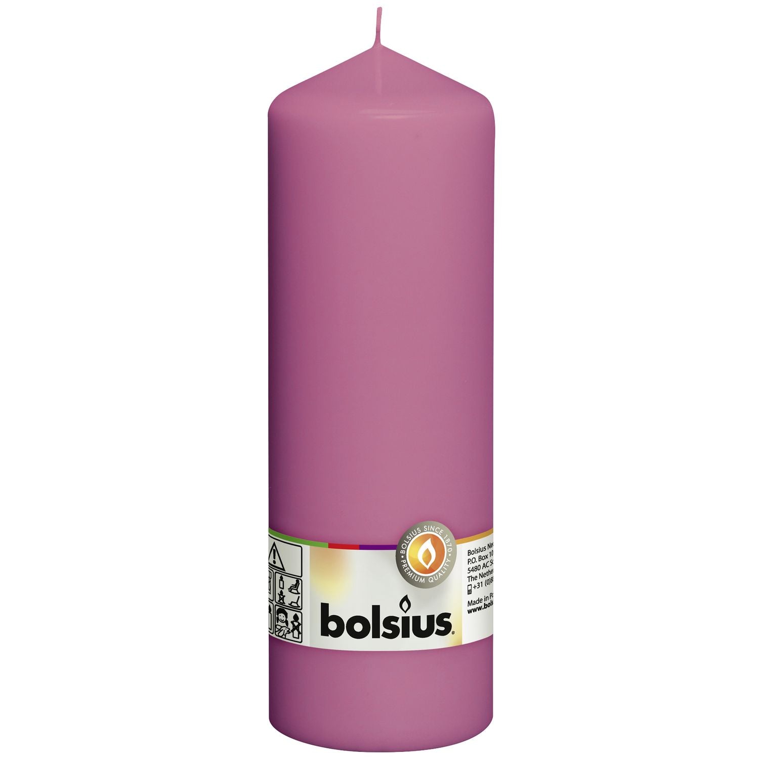 Stumpenkerze - Höhe 20 cm - Durchmesser 6,8 cm - Fuchsia