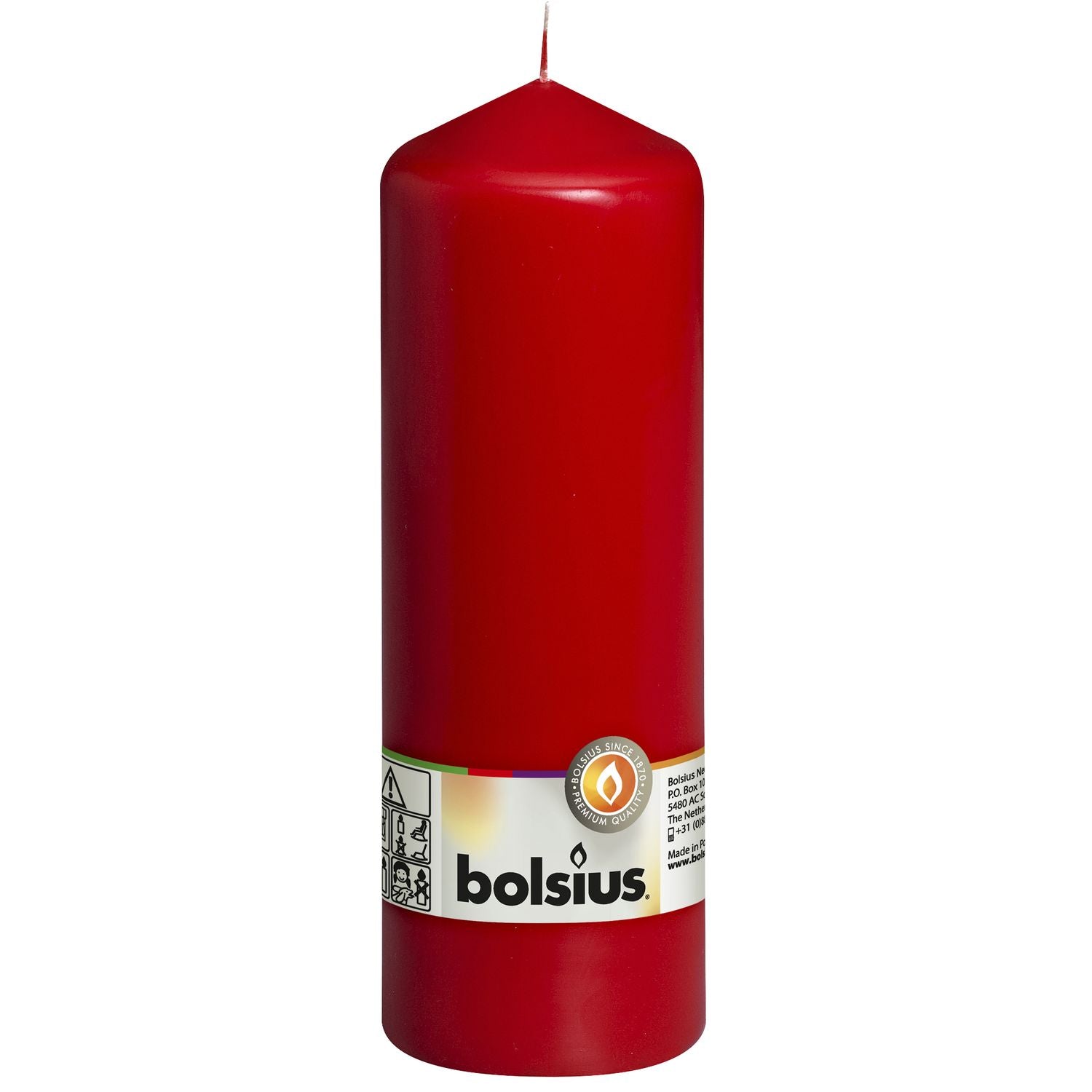 Pillar candle - Height 20 cm - Diameter 6.8 cm - Red