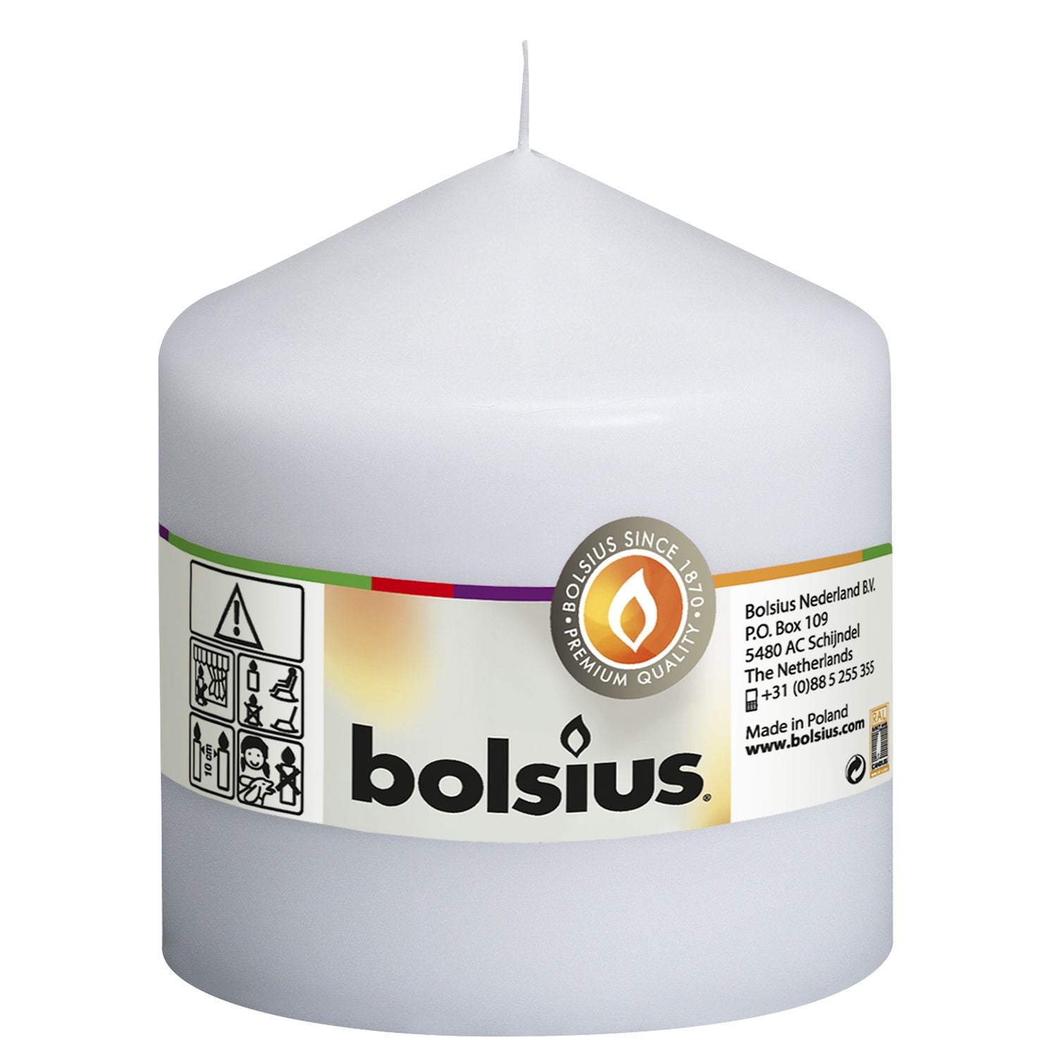 Bougie pilier - Hauteur 10 cm - Diamètre 9,8 cm Blanche