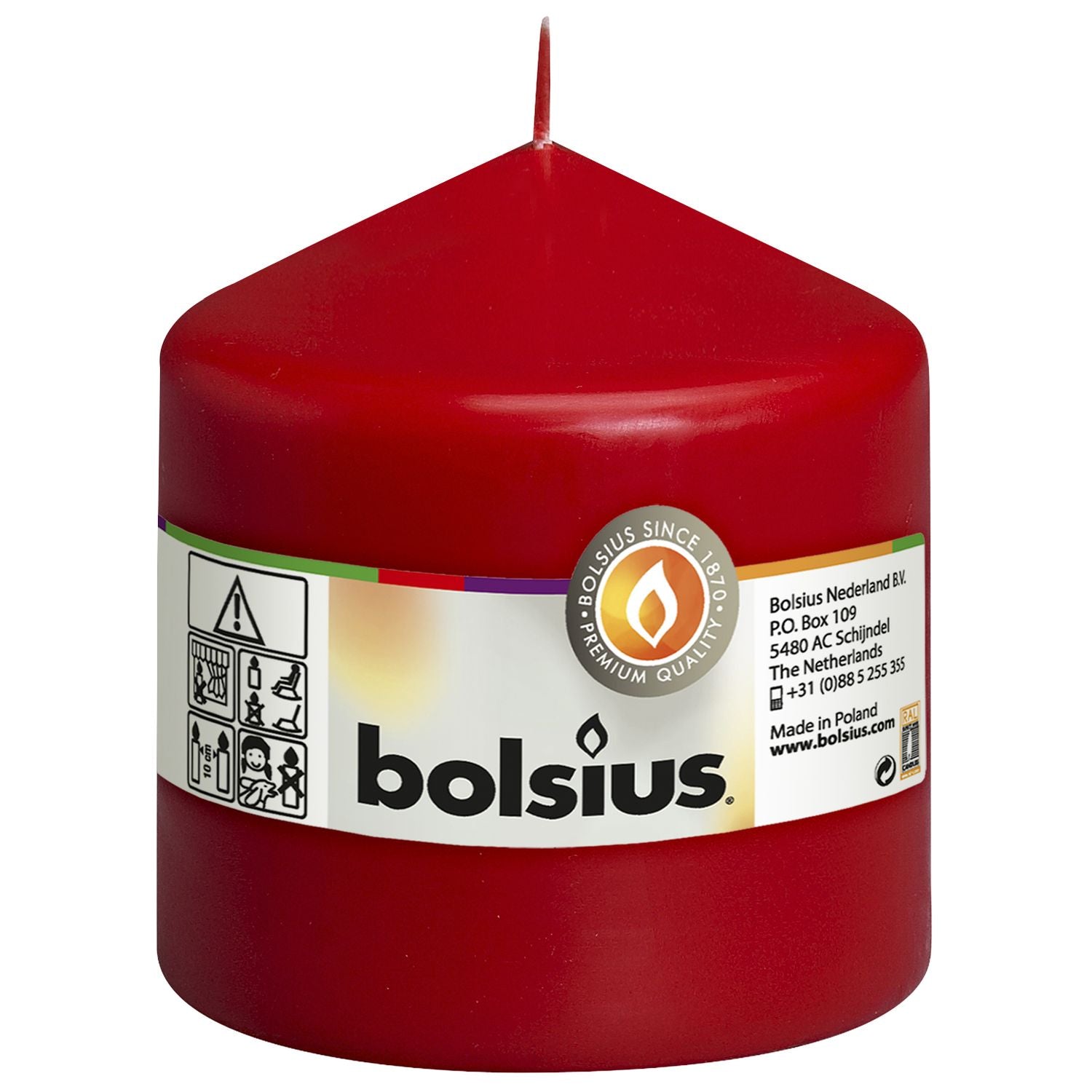 Pillar candle - Height 10 cm - Diameter 9.8 cm - Red