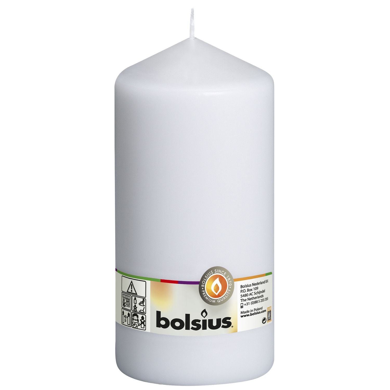 Bougie pilier - Hauteur 20 cm - Diamètre 9,8 cm - Blanche