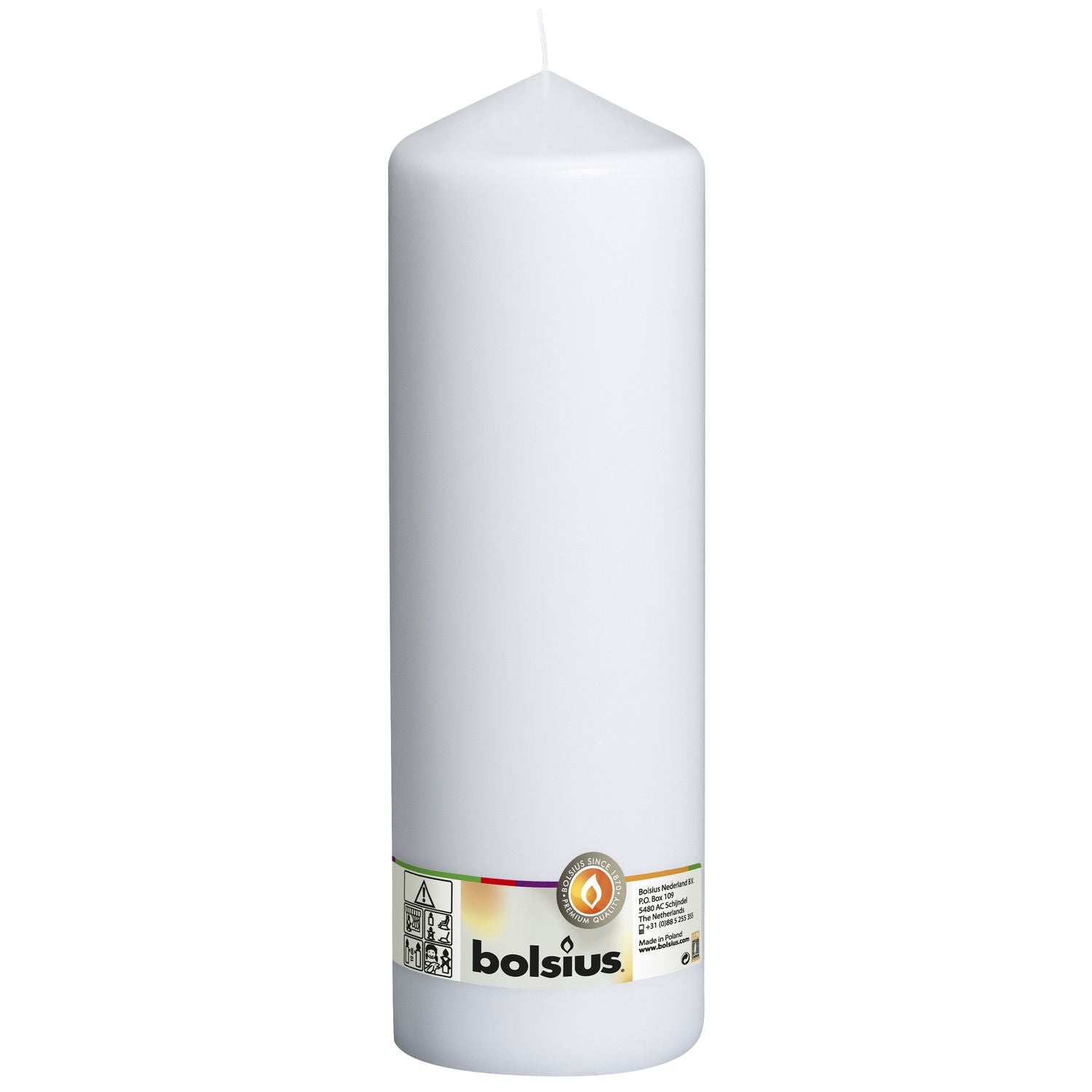Bougie pilier - Hauteur 30 cm - Diamètre 9,8 cm - Blanche