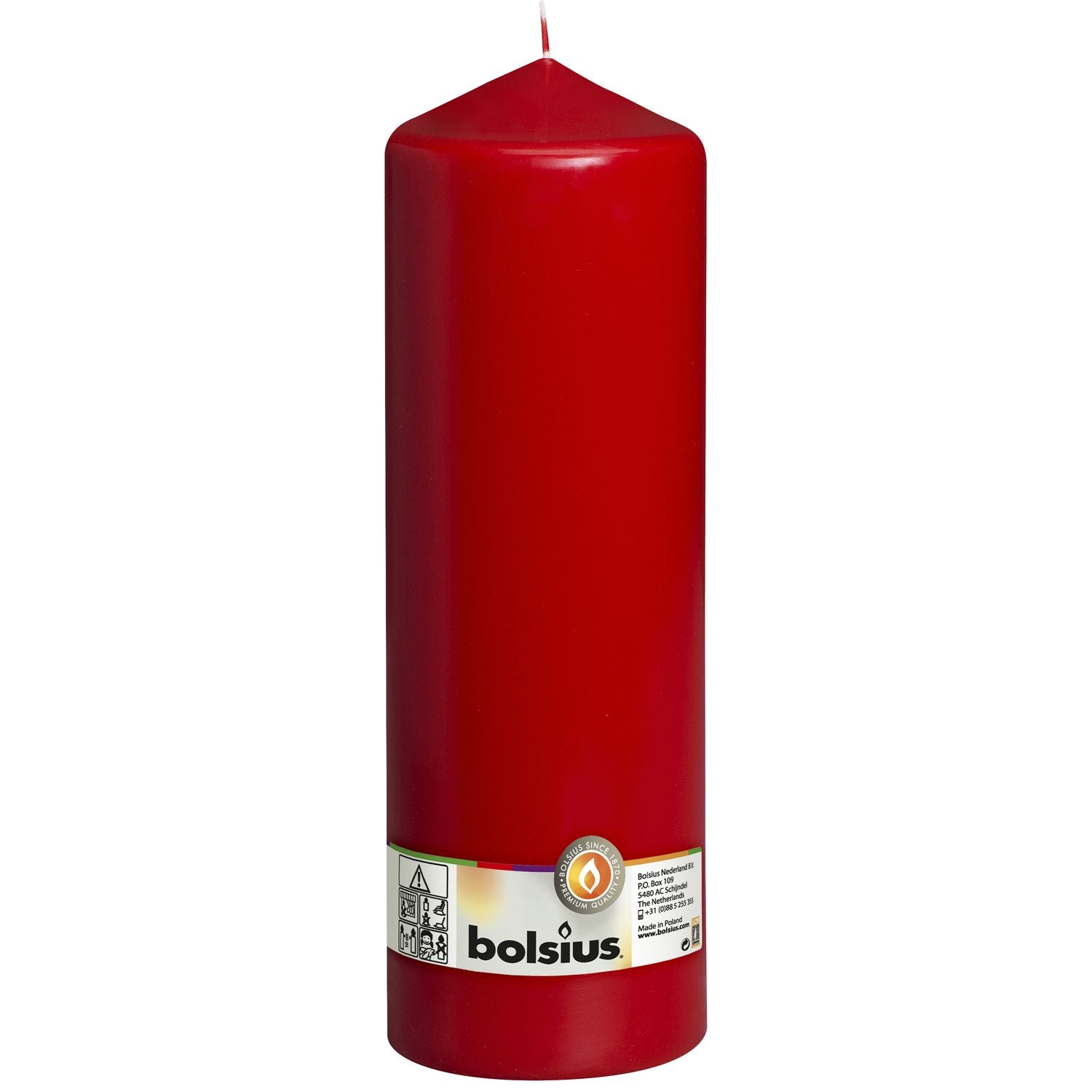 Bougie pilier - Hauteur 30 cm - Diamètre 9,8 cm - Rouge