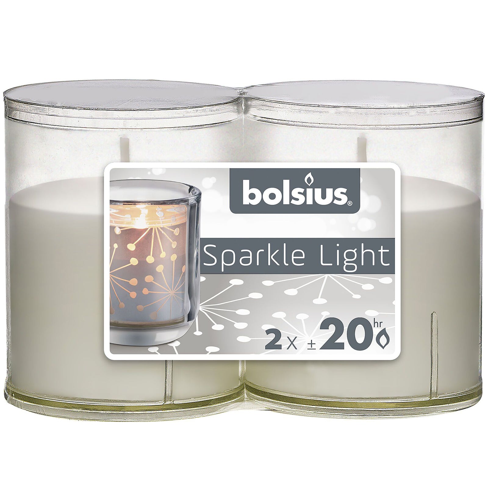 Sparkle Light - 2er Set - Höhe 64 mm - Durchmesser 52 mm - Transparent