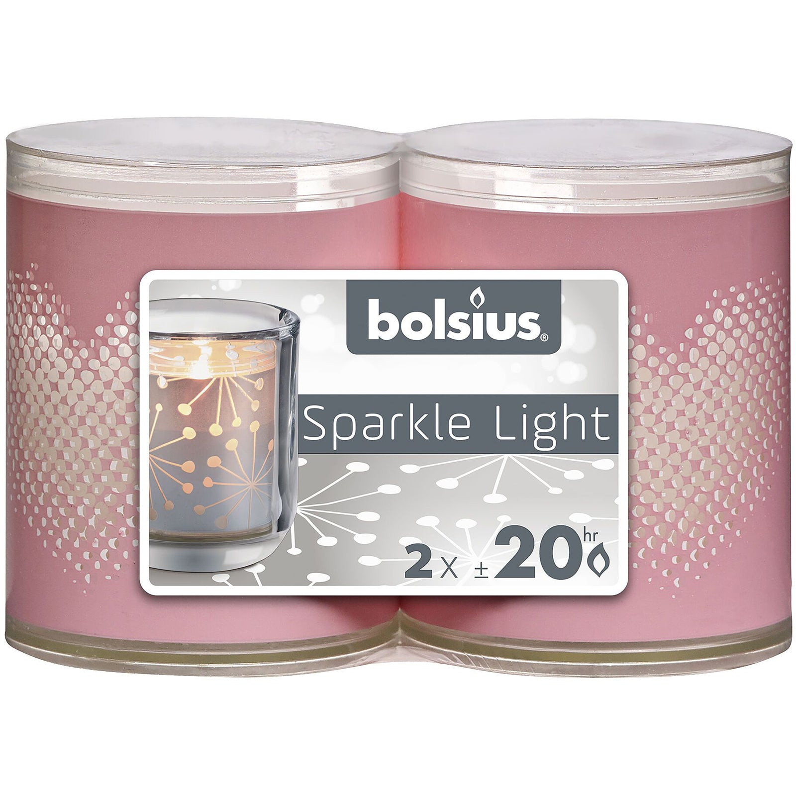 Sparkle Light Herz - 2er Set - Höhe 64 mm - Durchmesser 52 mm - Rosa