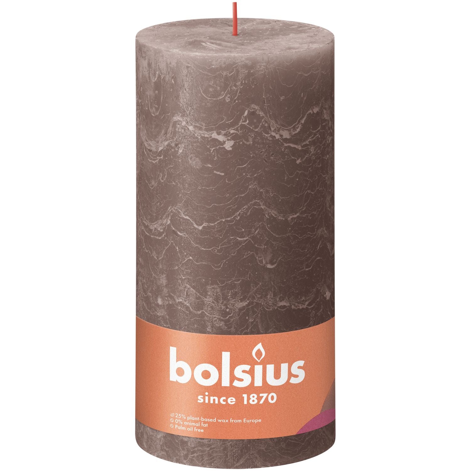 Stumpenkerze - Höhe 20 cm - Durchmesser 10 cm - Rustik - Rustikales Taupe
