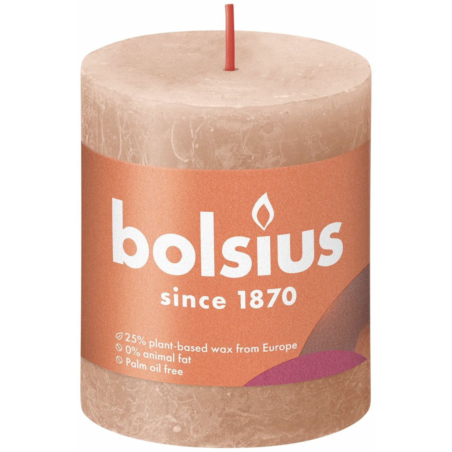 Pillar candle - Height 8 cm - Diameter 6.8 cm - Rustic - Creamy caramel