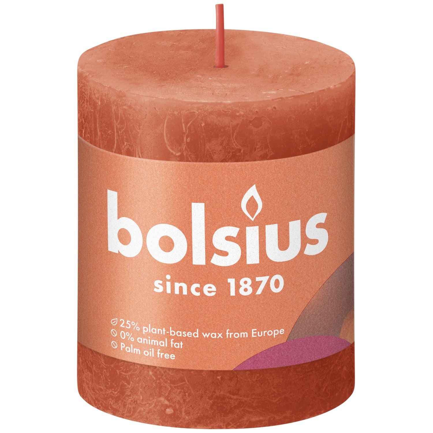 Pillar candle - Height 8 cm - Diameter 6.8 cm - Rustic - Autumnal orange