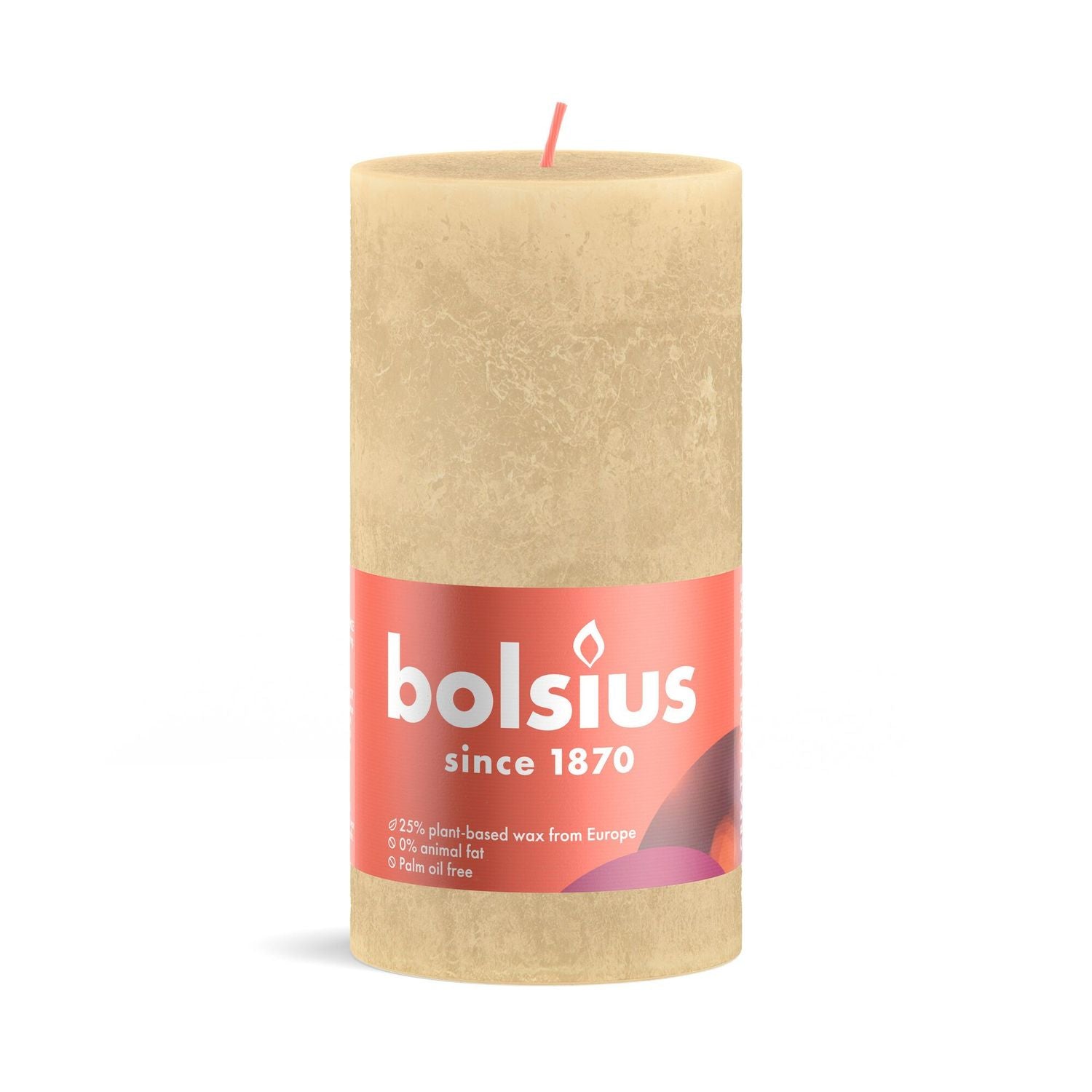 Stumpenkerze - Höhe 13 cm - Durchmesser 6,8 cm - Rustik - Haferbeige