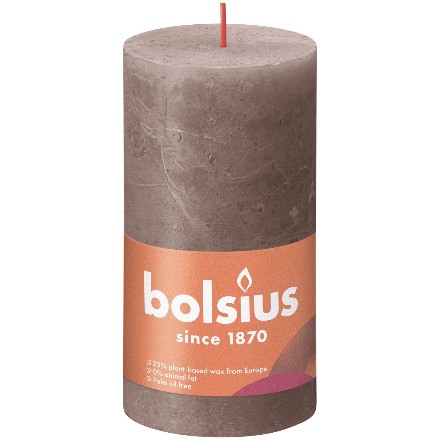 Stumpenkerze - Höhe 13 cm - Durchmesser 6,8 cm - Rustik - Rustikales Taupe