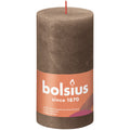 Pillar candle - Height 13 cm - Diameter 6.8 cm - Rustic - Suede Brown