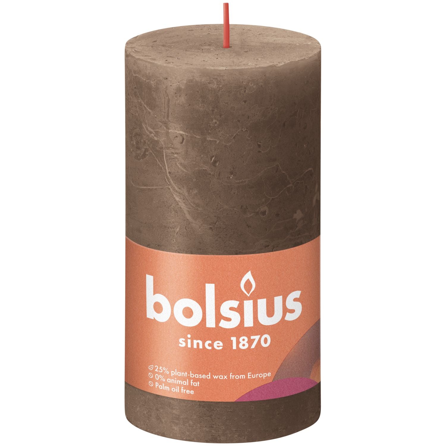 Pillar candle - Height 13 cm - Diameter 6.8 cm - Rustic - Suede Brown