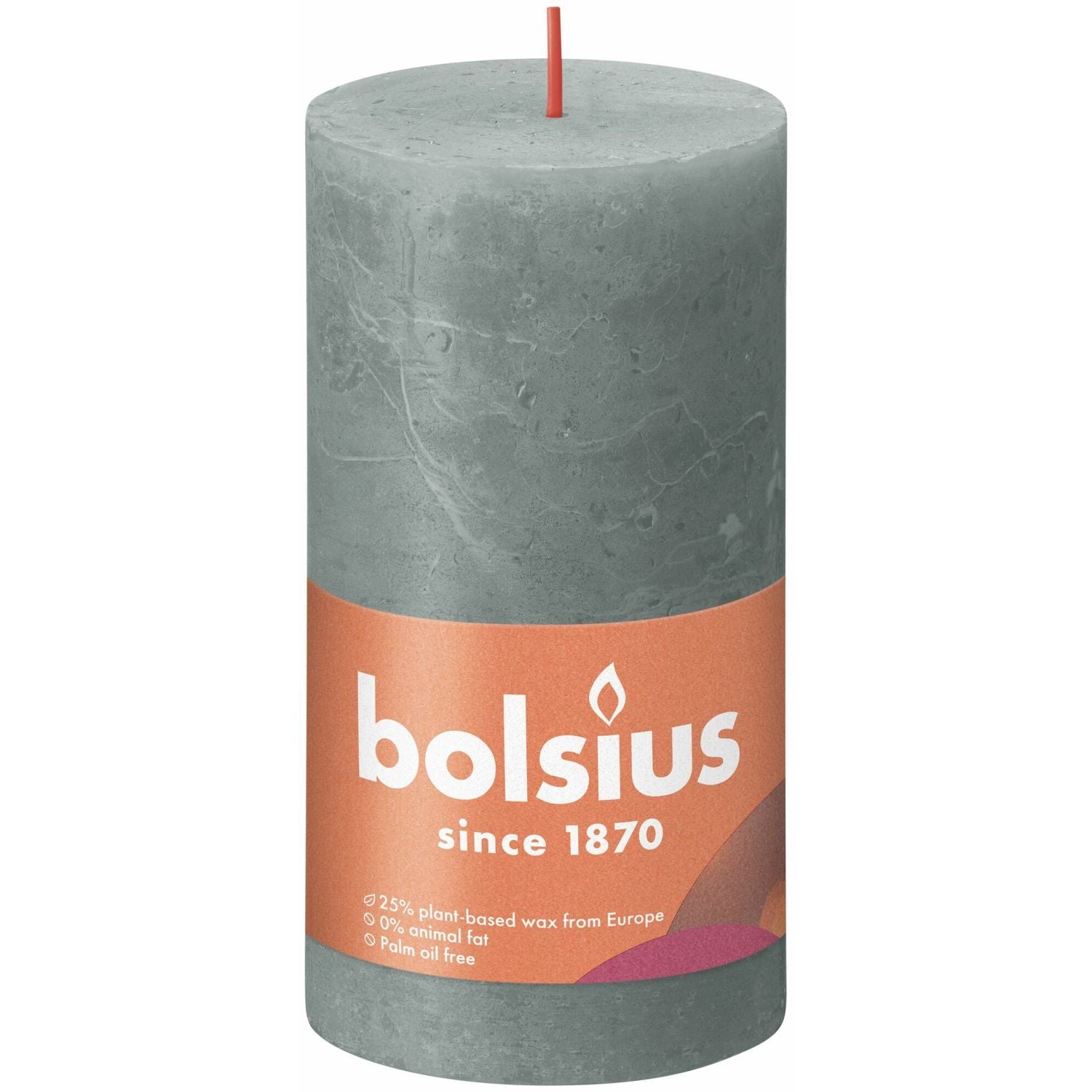 Pillar candle - Height 13 cm - Diameter 6.8 cm - Rustic - Eucalyptus green
