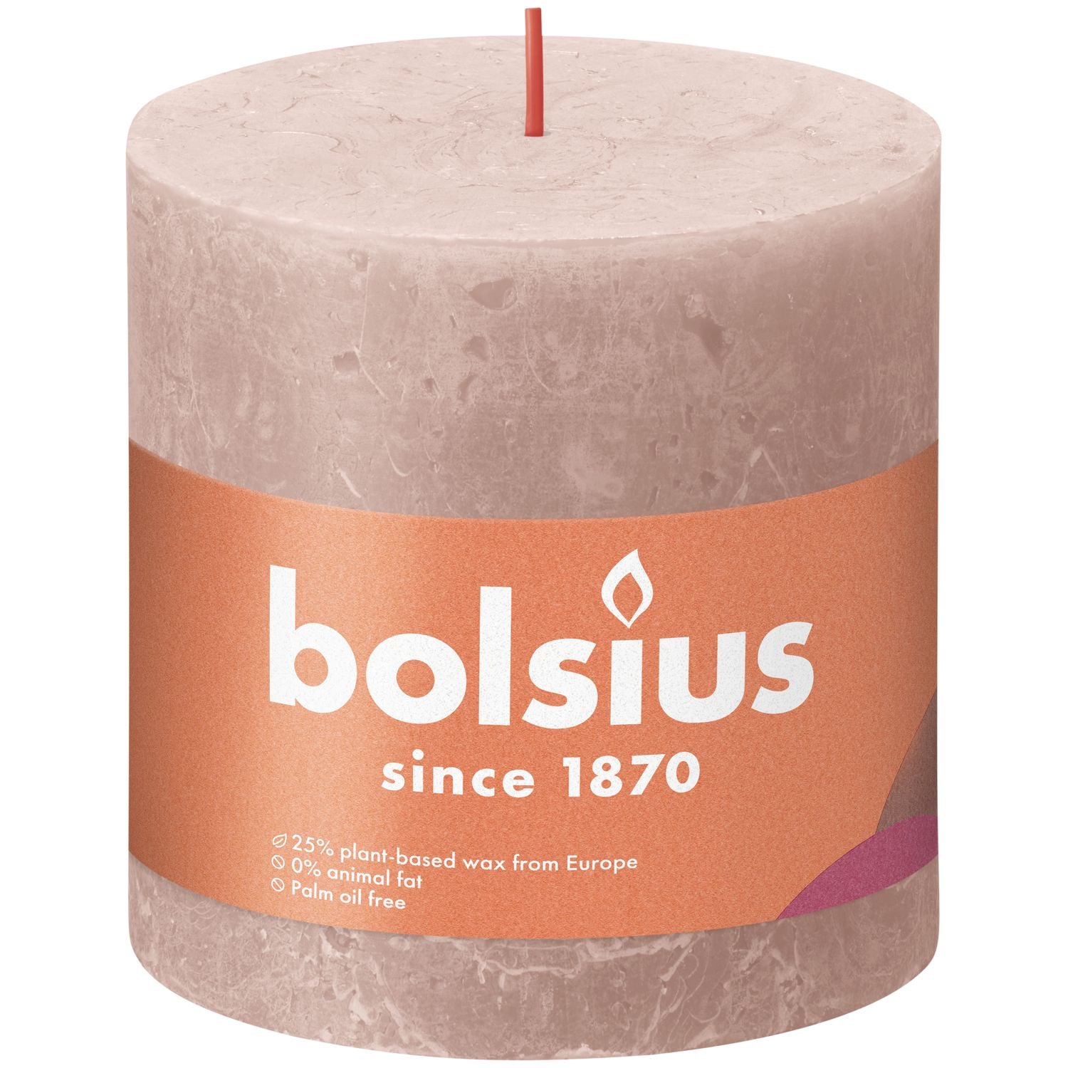 Stumpenkerze - Höhe 10 cm - Durchmesser 10 cm - Rustik - Nebliges Rosa