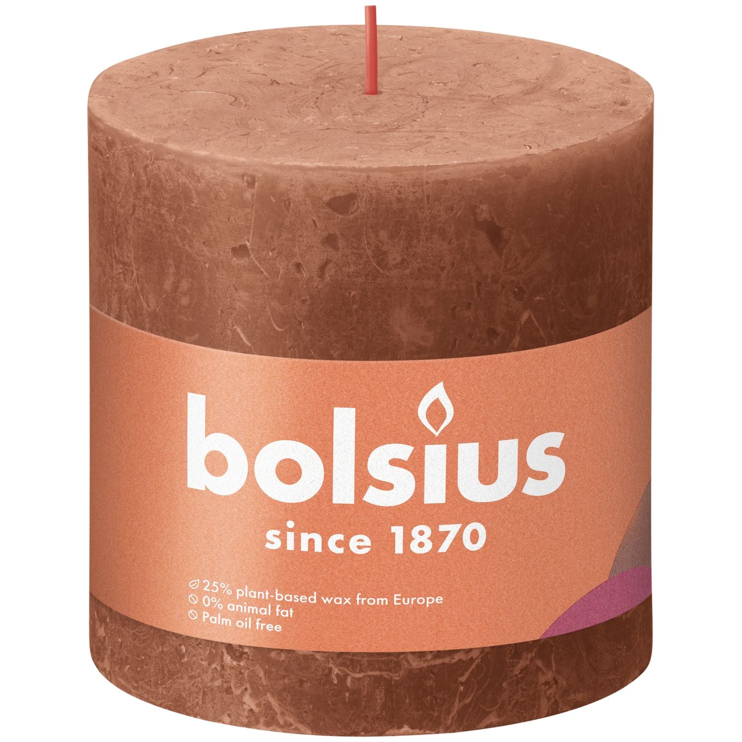 Pillar candle - Height 10 cm - Diameter 10 cm - Rustic - Rusty pink