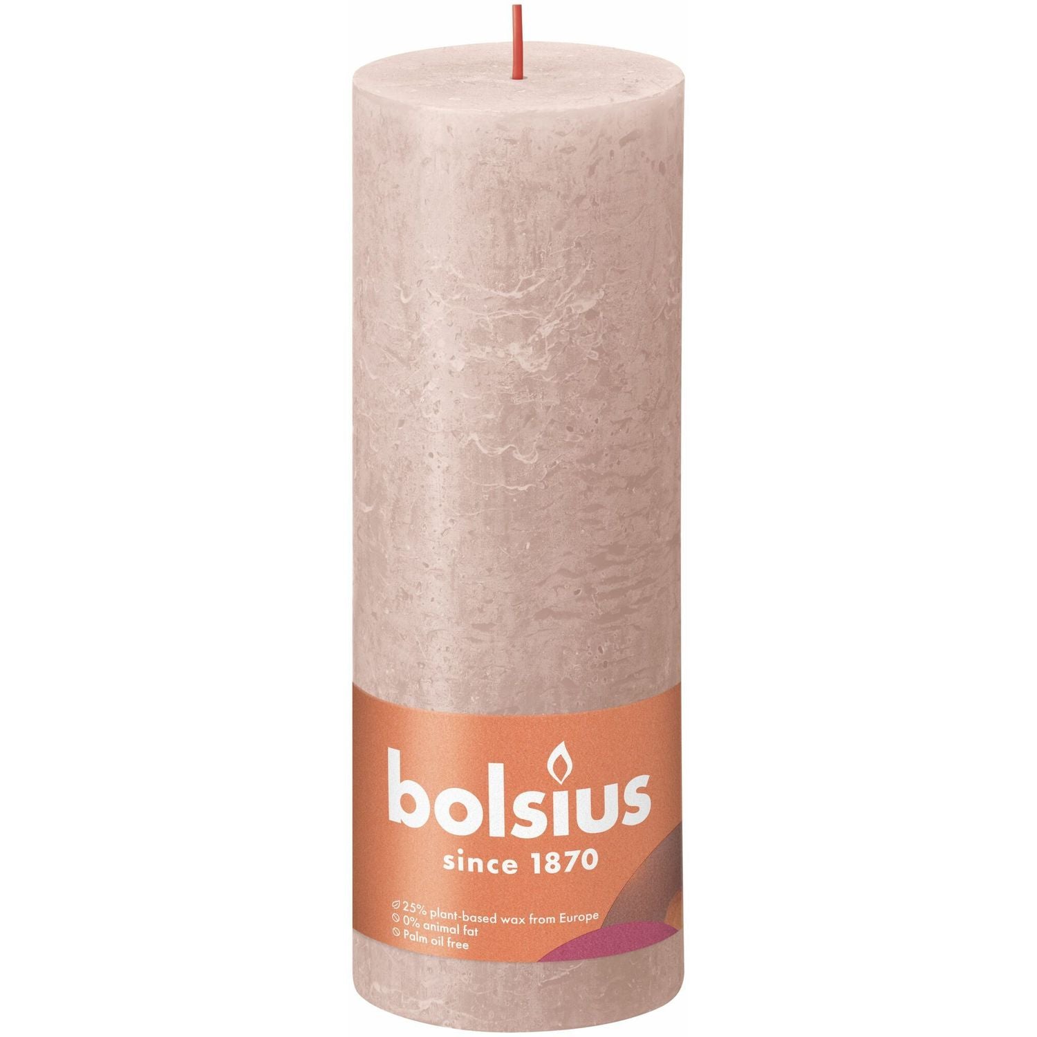 Pillar candle - Height 19 cm - Diameter 6.8 cm - Rustic - Misty pink