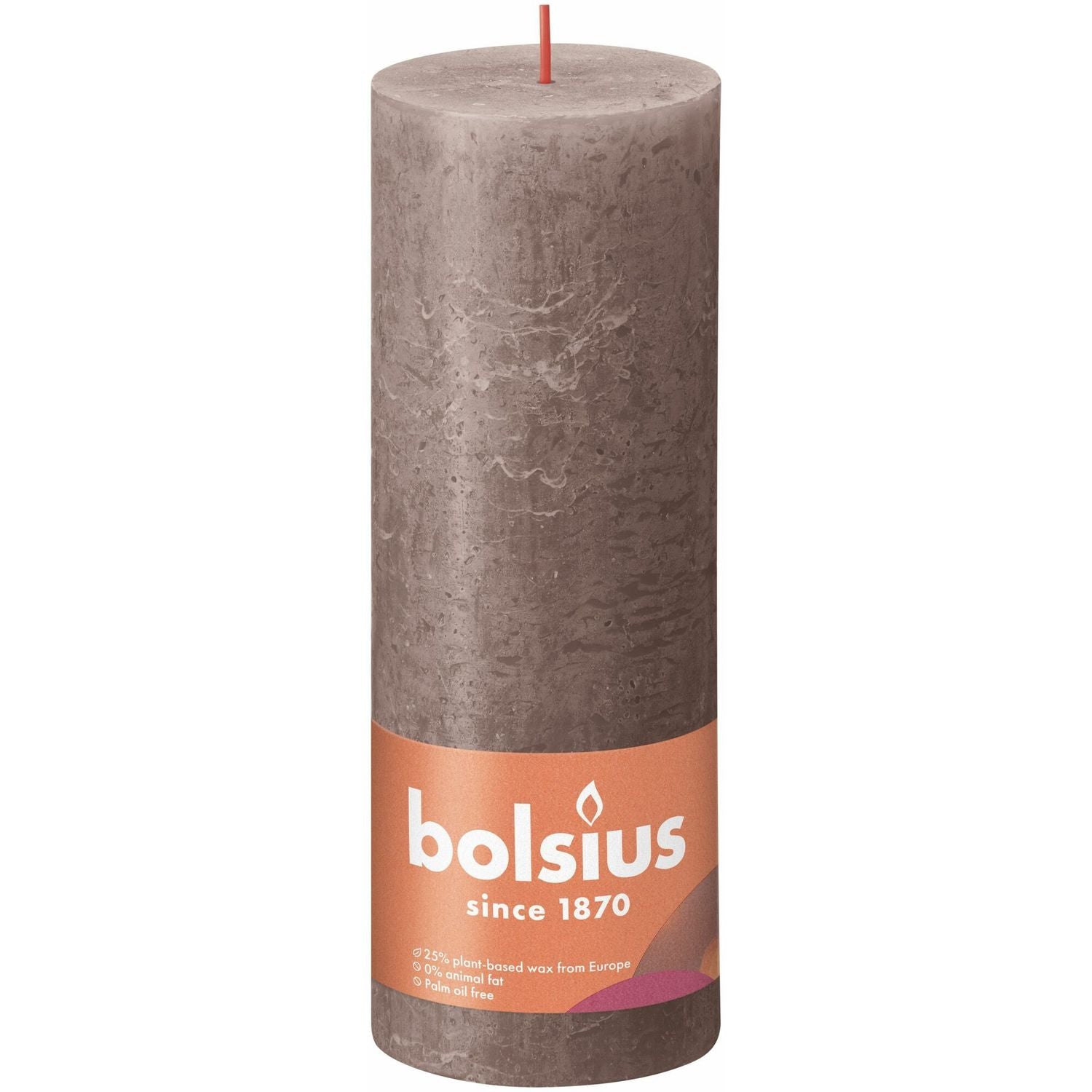 Stumpenkerze - Höhe 19 cm - Durchmesser 6,8 cm - Rustik - Rustikales Taupe
