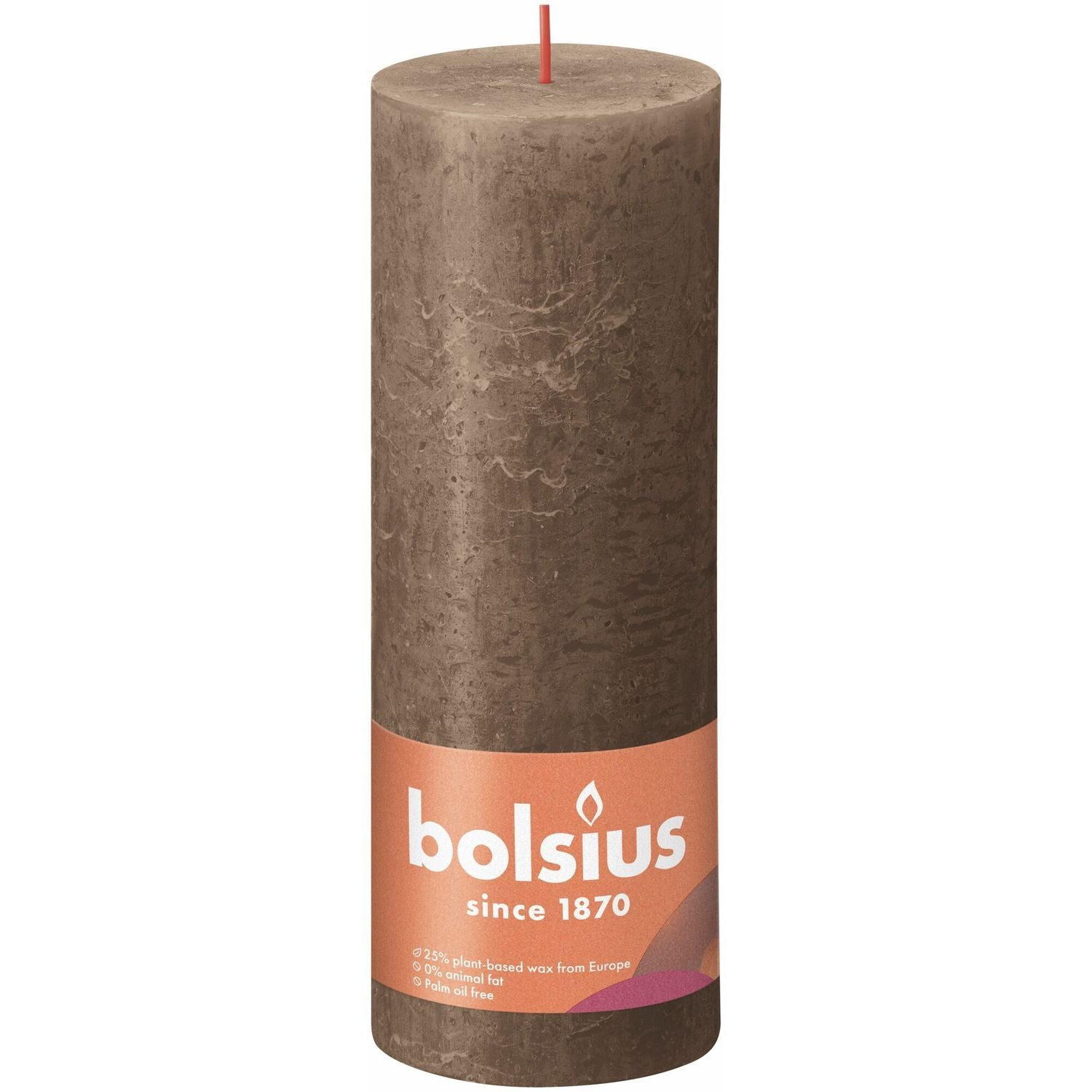Pillar candle - Height 19 cm - Diameter 6.8 cm - Rustic - Suede Brown