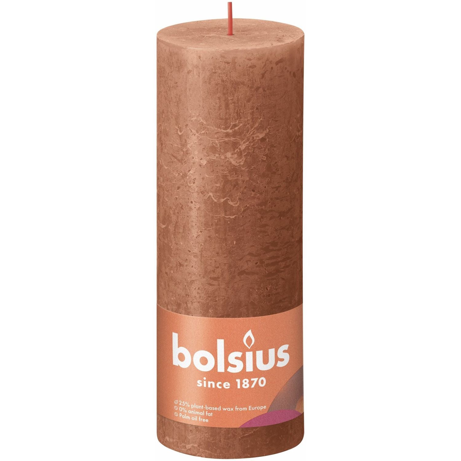 Stumpenkerze - Höhe 19 cm - Durchmesser 6,8 cm - Rustik - Rostiges Rosa