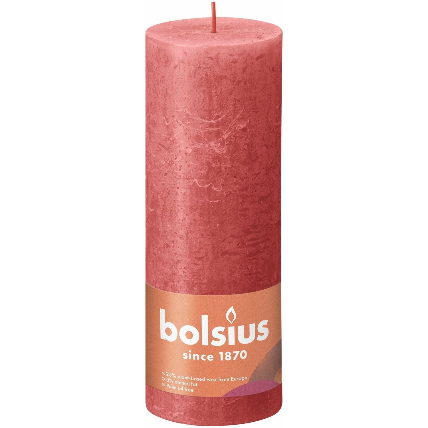 Stumpenkerze - Höhe 19 cm - Durchmesser 6,8 cm - Rustik - Rosa Blüte