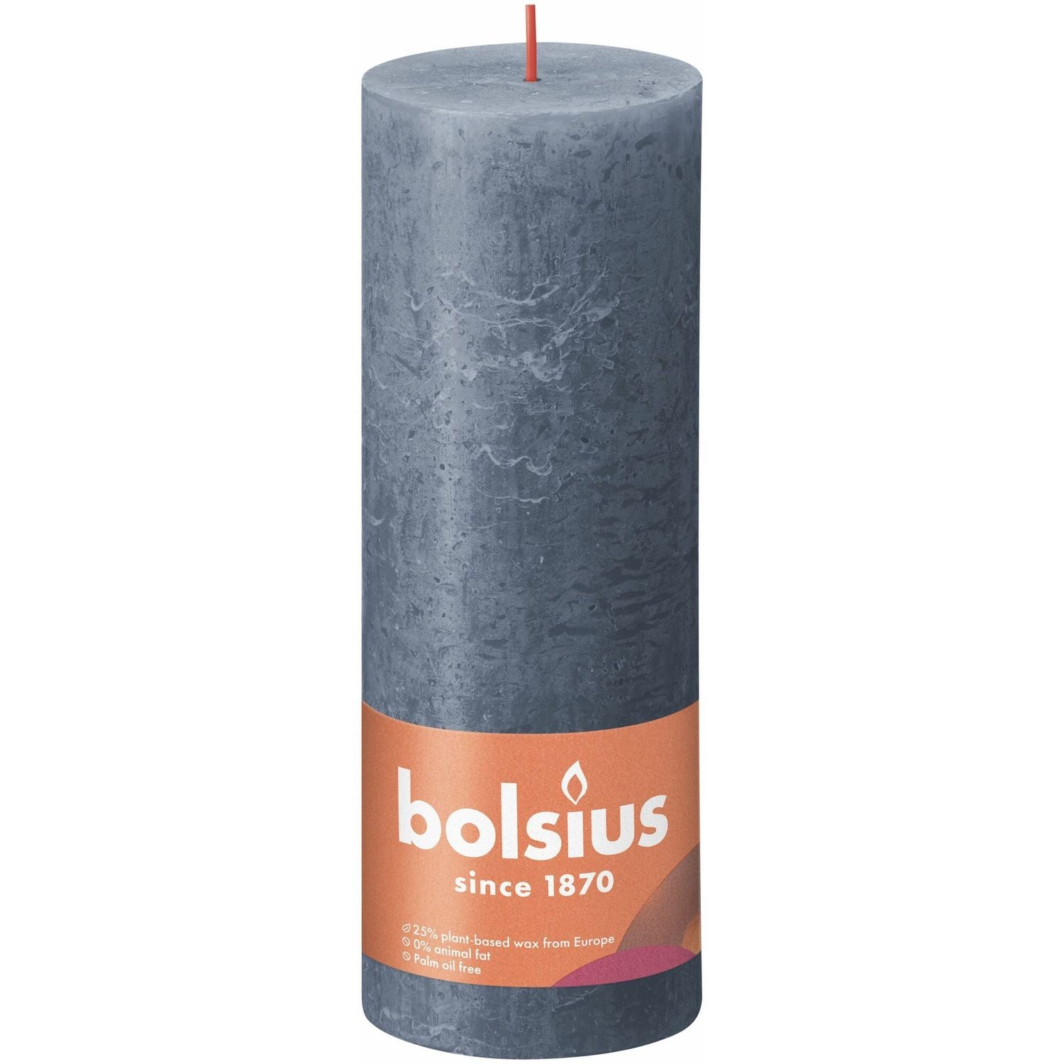 Pillar candle - Height 19 cm - Diameter 6.8 cm - Rustic - Hydrangea blue