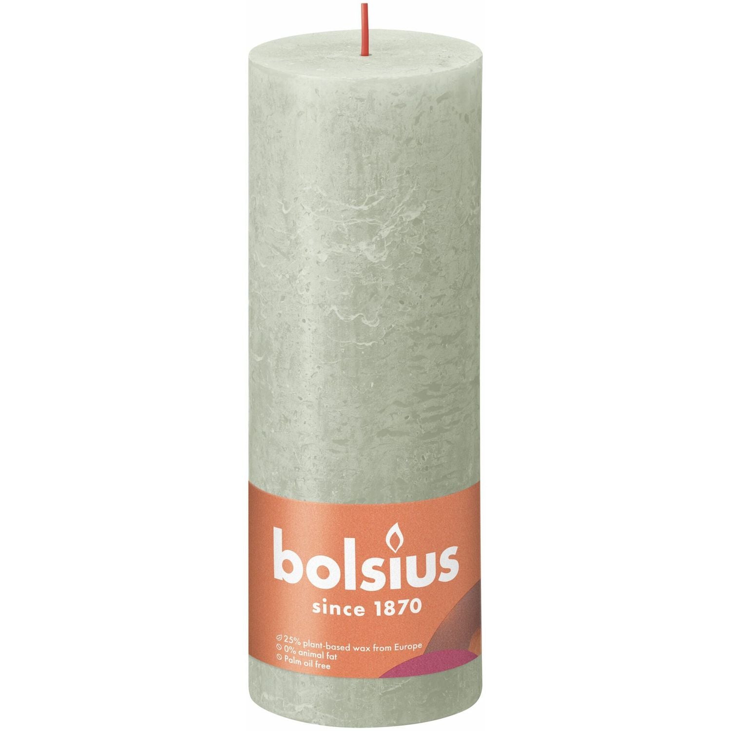 Pillar candle - Height 19 cm - Diameter 6.8 cm - Rustic - Misty green