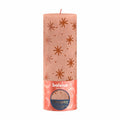 Pillar candle - Height 19 cm - Diameter 6.8 cm - Rustic print - Creamy caramel, stars
