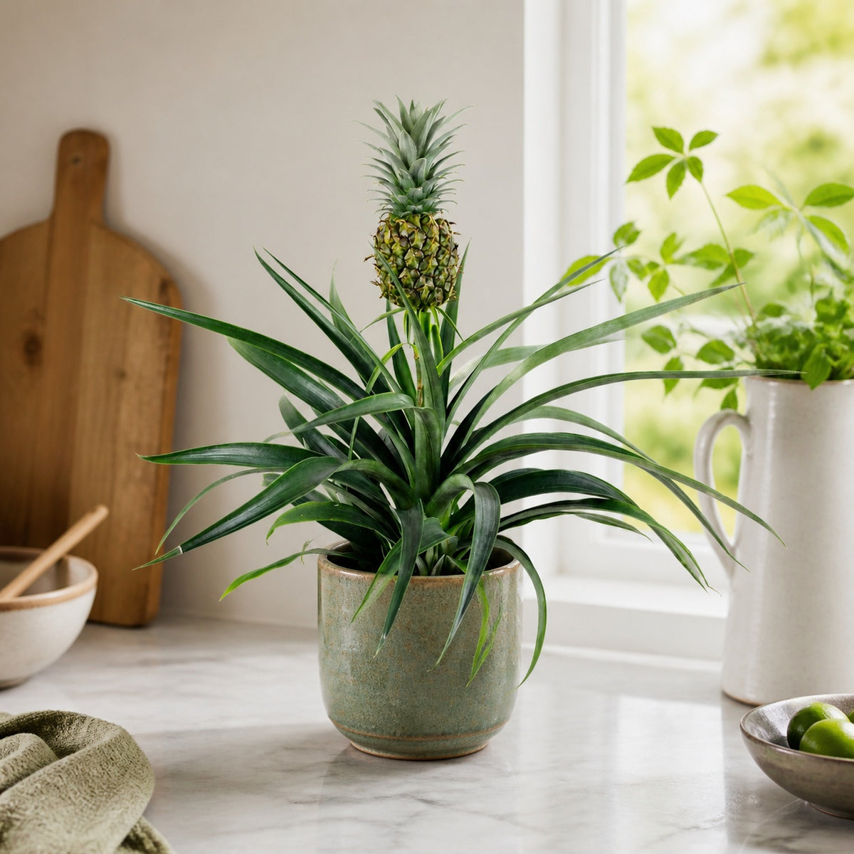 Ananas (mit Frucht) - Ananas Corona - Höhe ca. 45 cm, Topf-Ø 12 cm