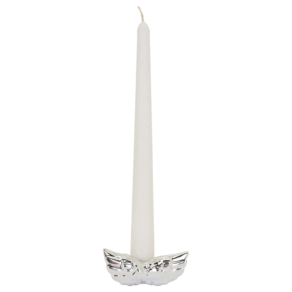 FlügelKerzenHalter ArgenT - silber - Keramik - 8x4x3,5 cm