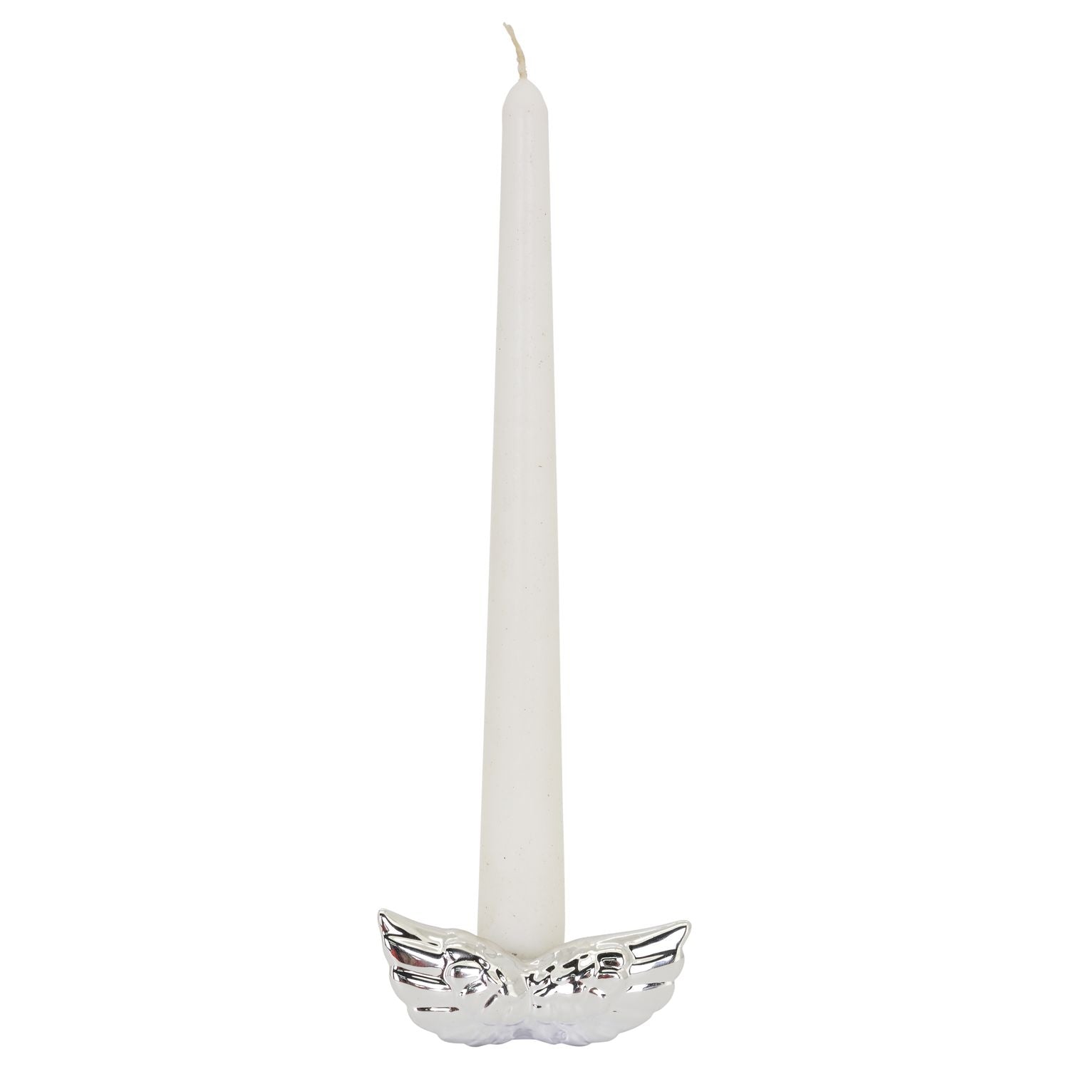 Winged candle holder ArgenT - silver - ceramic - 8x4x3.5 cm