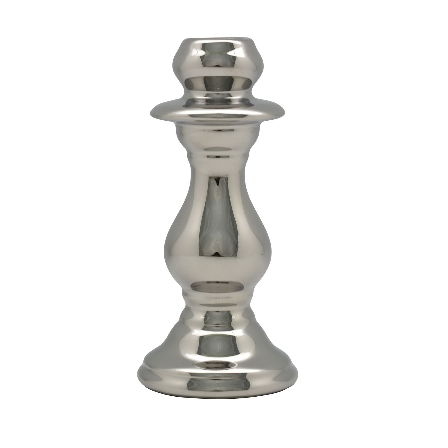 ArgenT candle holder - silver - ceramic - 7.5x7.5x16 cm