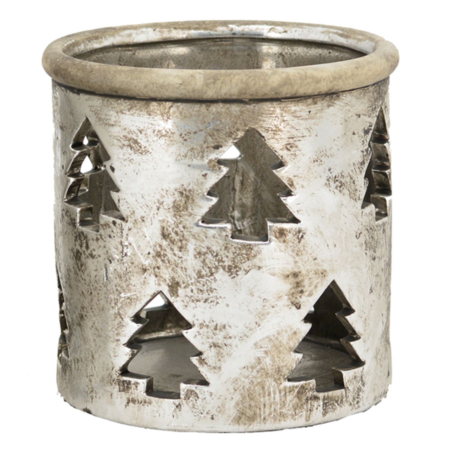 WindLicht ArgenT - silber - Stoneware - 13x13x13 cm
