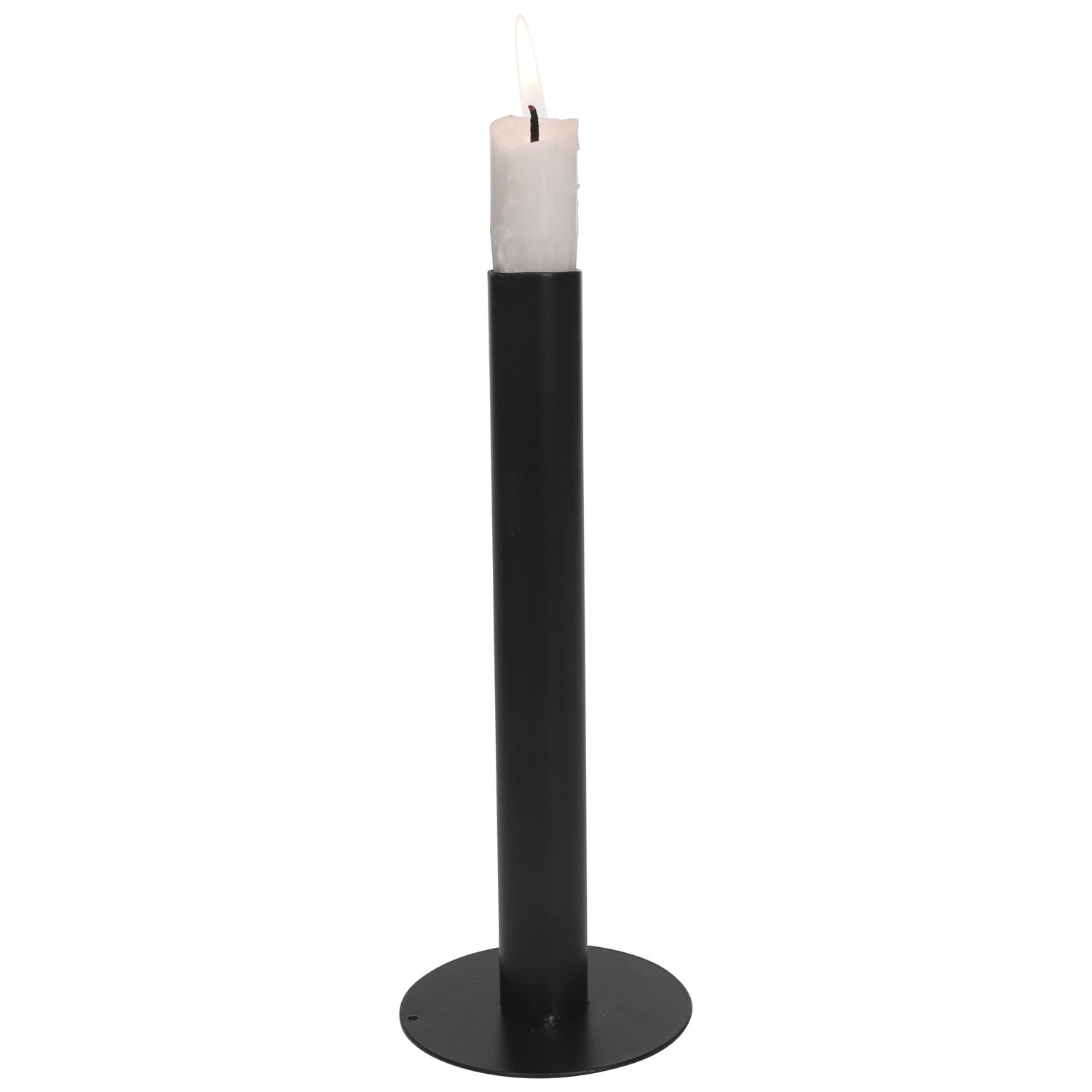 Sobre candle holder - black - metal - 8x8x15 cm
