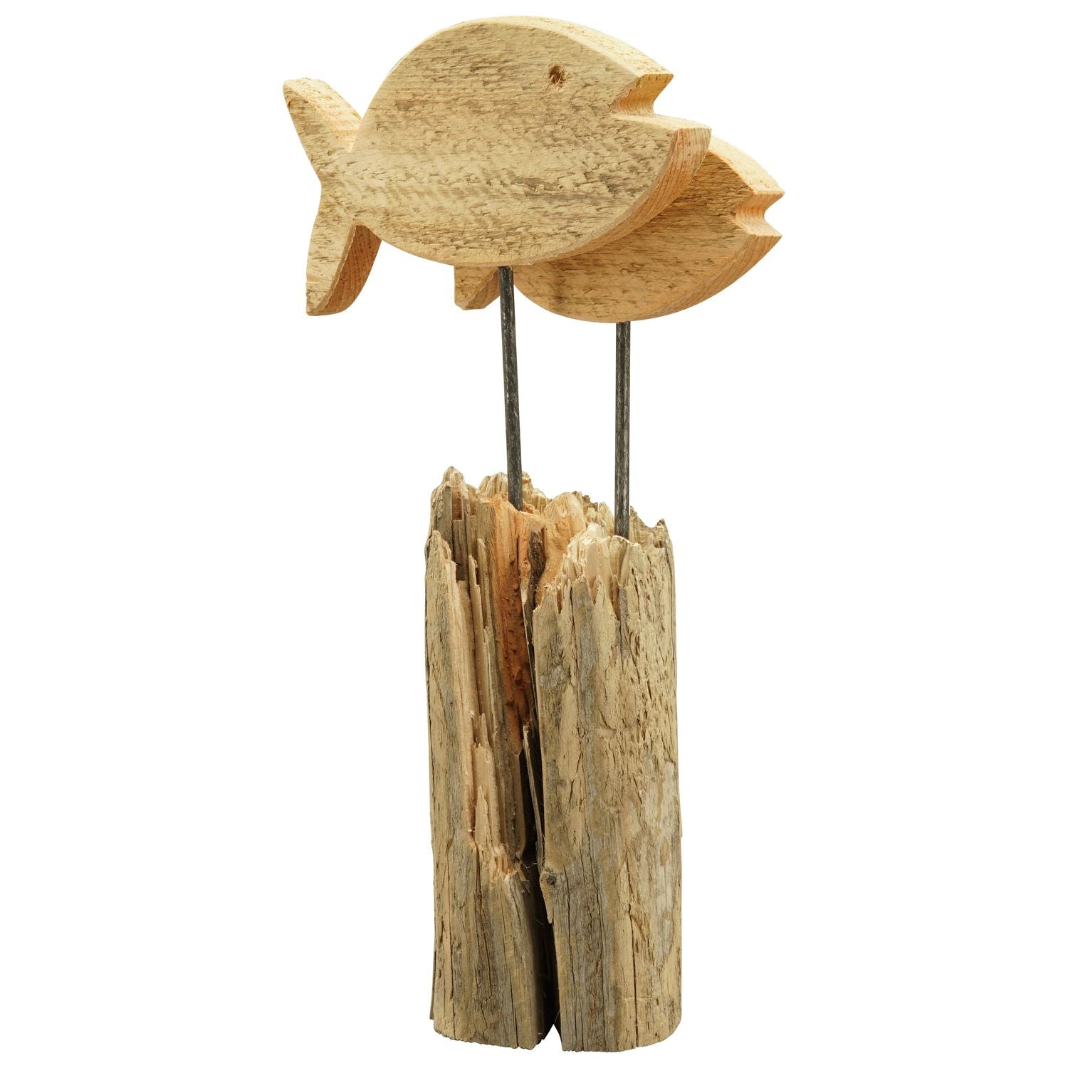 Fish sculpture LaMer - natural - wood - 19x6.5x29 cm