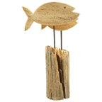 Fish sculpture LaMer - natural - wood - 19x6.5x29 cm