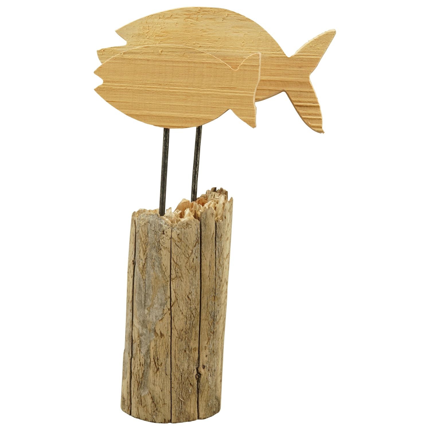 Fish sculpture LaMer - natural - wood - 22x7.5x34 cm