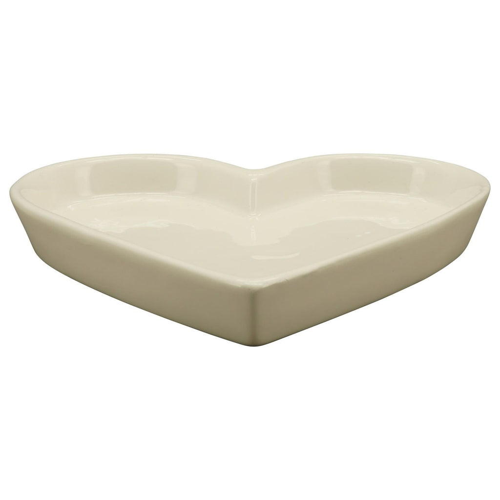Assiette en forme de cœur Ivoire - blanc - Dolomite - 16,5 x 16,5 x 2,2 cm