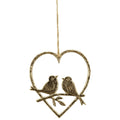 Herzhänger mit Vogel Aurum - gold - Alu - 14x17 cm