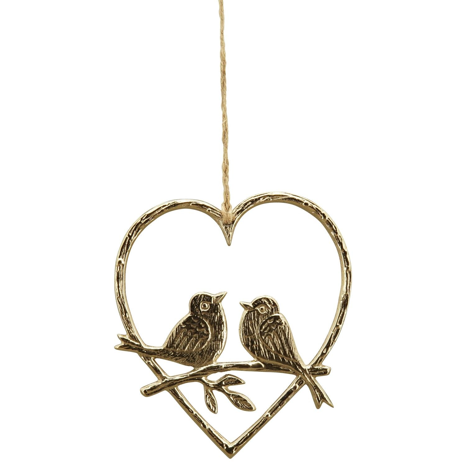 Herzhänger mit Vogel Aurum - gold - Alu - 14x17 cm