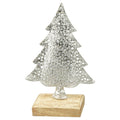 Sapin de Noël Puri - argent - métal/bois - 11,5 x 5 x 18 cm