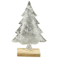 Puri Christmas Tree - silver - metal/wood - 15.5x5x24 cm