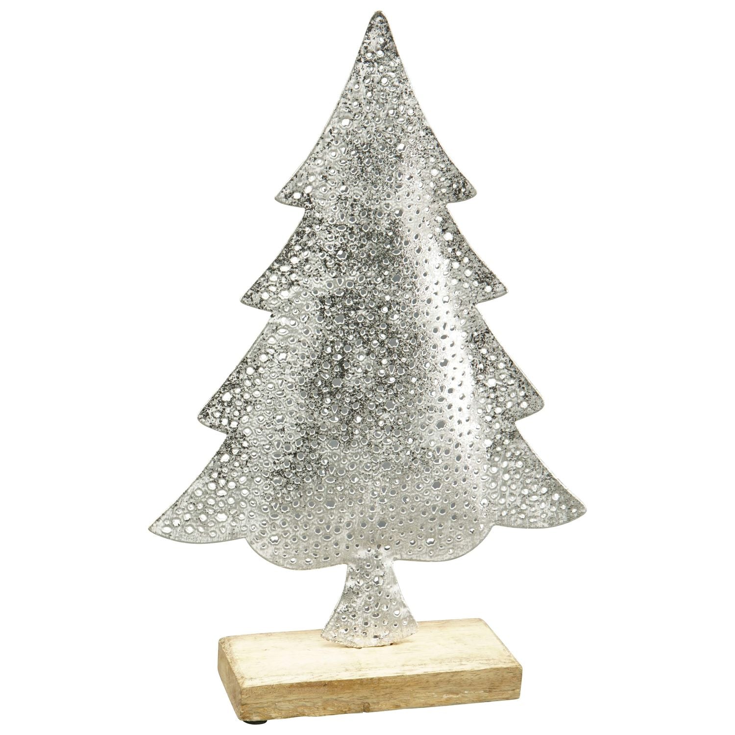 TannenBaum Puri - silber - Metall/Holz - 19,5x5x30 cm