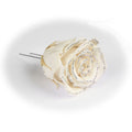 Lot de 6 roses blanches artisanales véritables, décorées comme décorations de sapin de Noël, avec bordure pailletée.