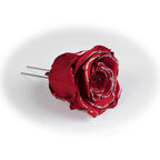 6er-Pack handgefertigte echte Christbaumschmuck-Rosen rot mit Glitzerrand