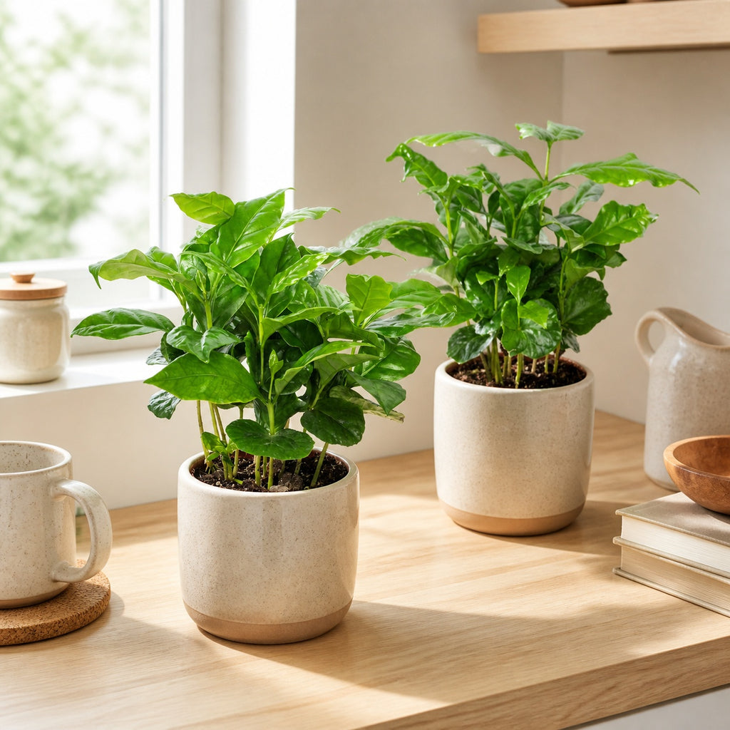 2er-Set Kaffeepflanze - Coffea Arabica - Höhe ca. 20 cm, Topf-Ø 9 cm
