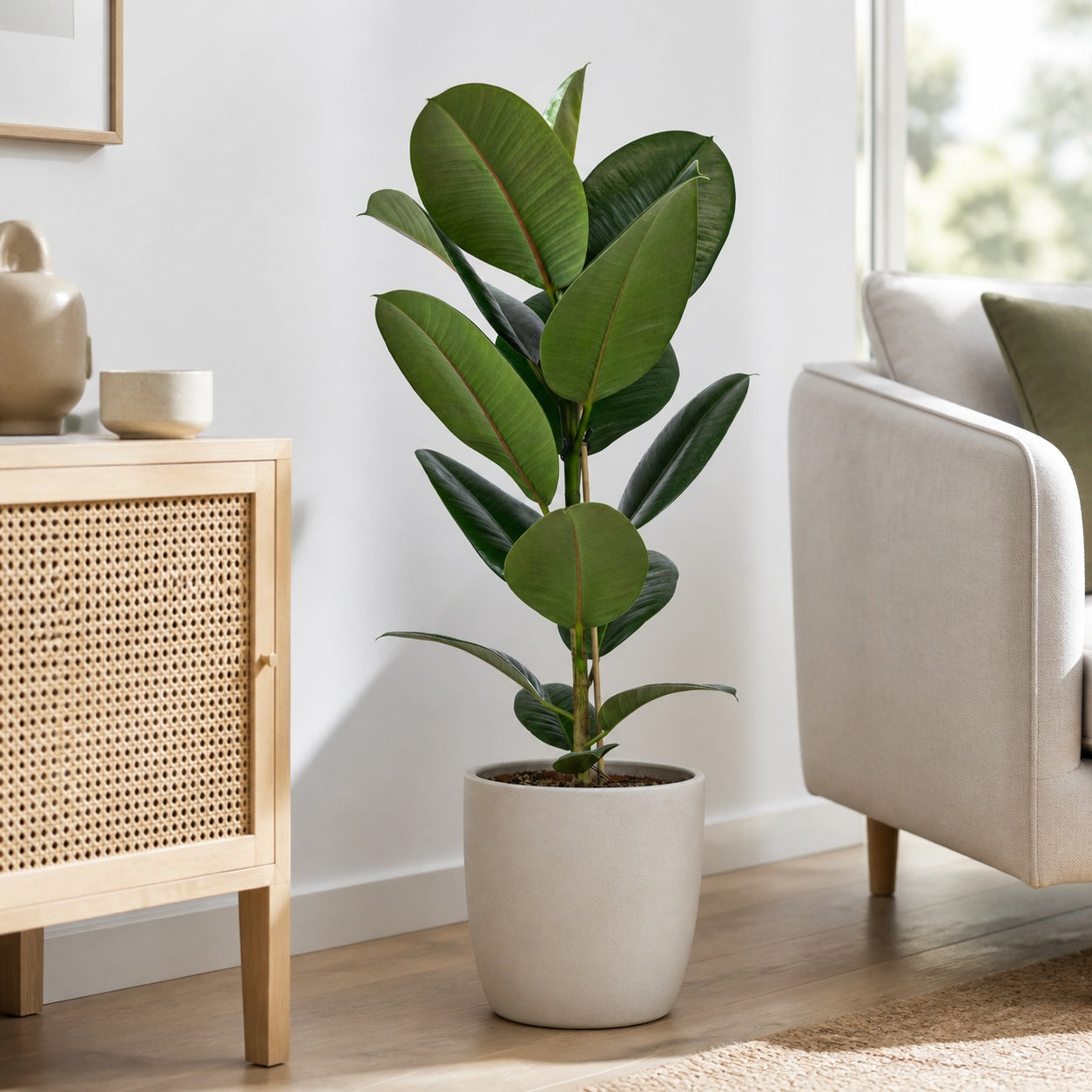 Gummibaum 1-stämmig - Ficus elastica 'Robusta' - Höhe ca. 70 cm, Topf-Ø 21 cm
